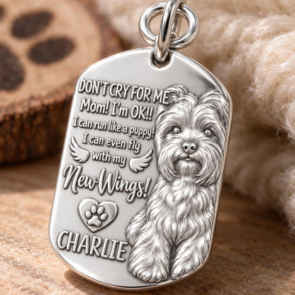 New Wings Pet Portrait Charm Bracelet – Personalized Dog Mom Gift – macro detail of the charm