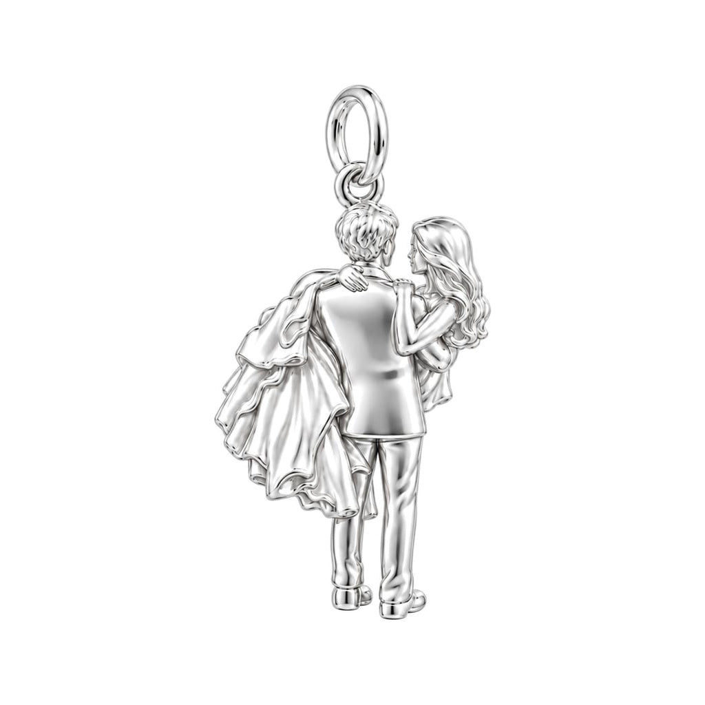 Newlywed Threshold Carry Charm Bracelet – Personalized Couple Gift – silver charm, front view
