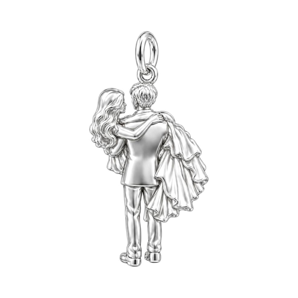 Newlywed Threshold Carry Charm Bracelet – Personalized Couple Gift – back of the charm, engraving area