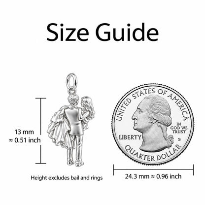 Newlywed Threshold Carry Charm Bracelet – Personalized Couple Gift – size guide, 13 mm charm next to a quarter