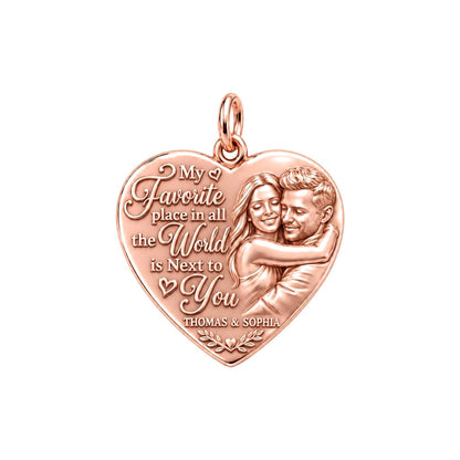 Next To You Heart Charm Bracelet – Personalized Couple Gift – rose gold 3 cm charm, front view