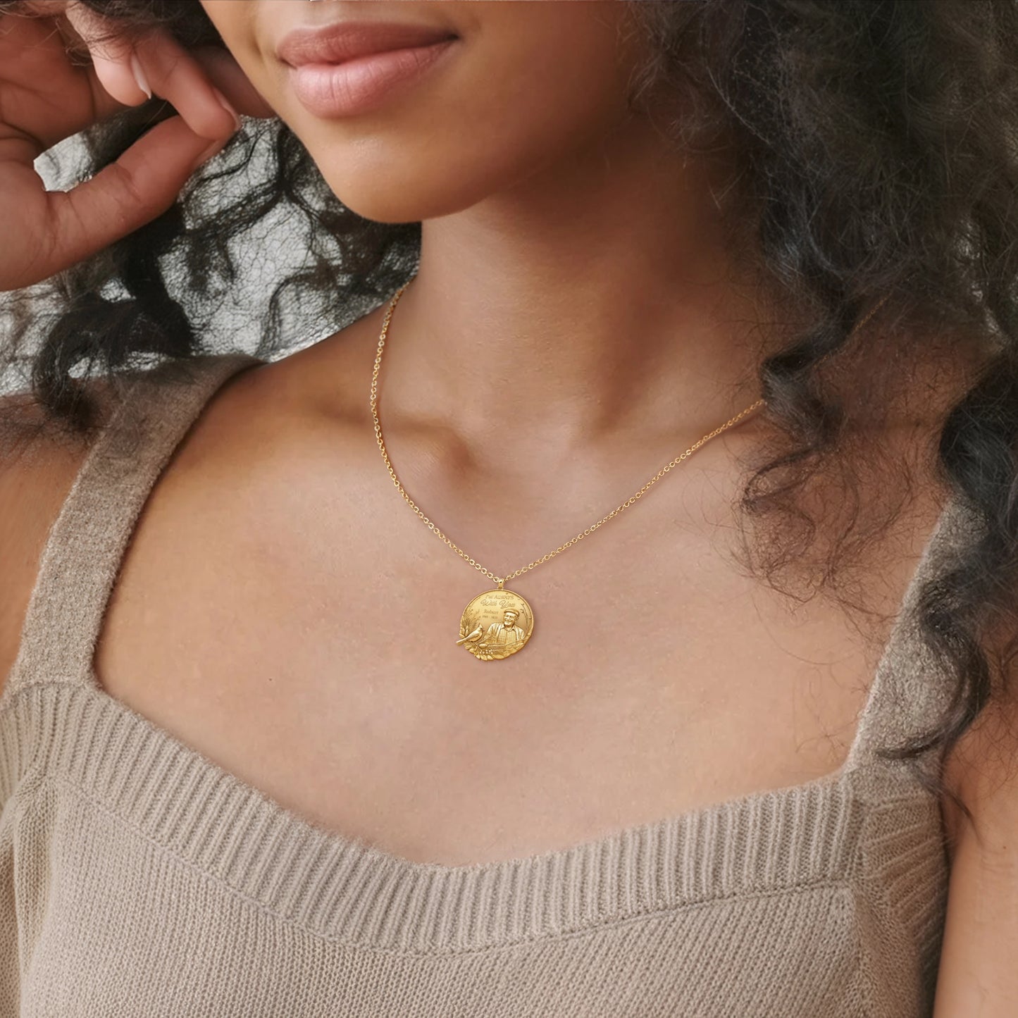 Soulyshine Eternal Presence Personalized Memorial -  Upload Photo Necklace in Sterling Silver/14K Gold Vermeil