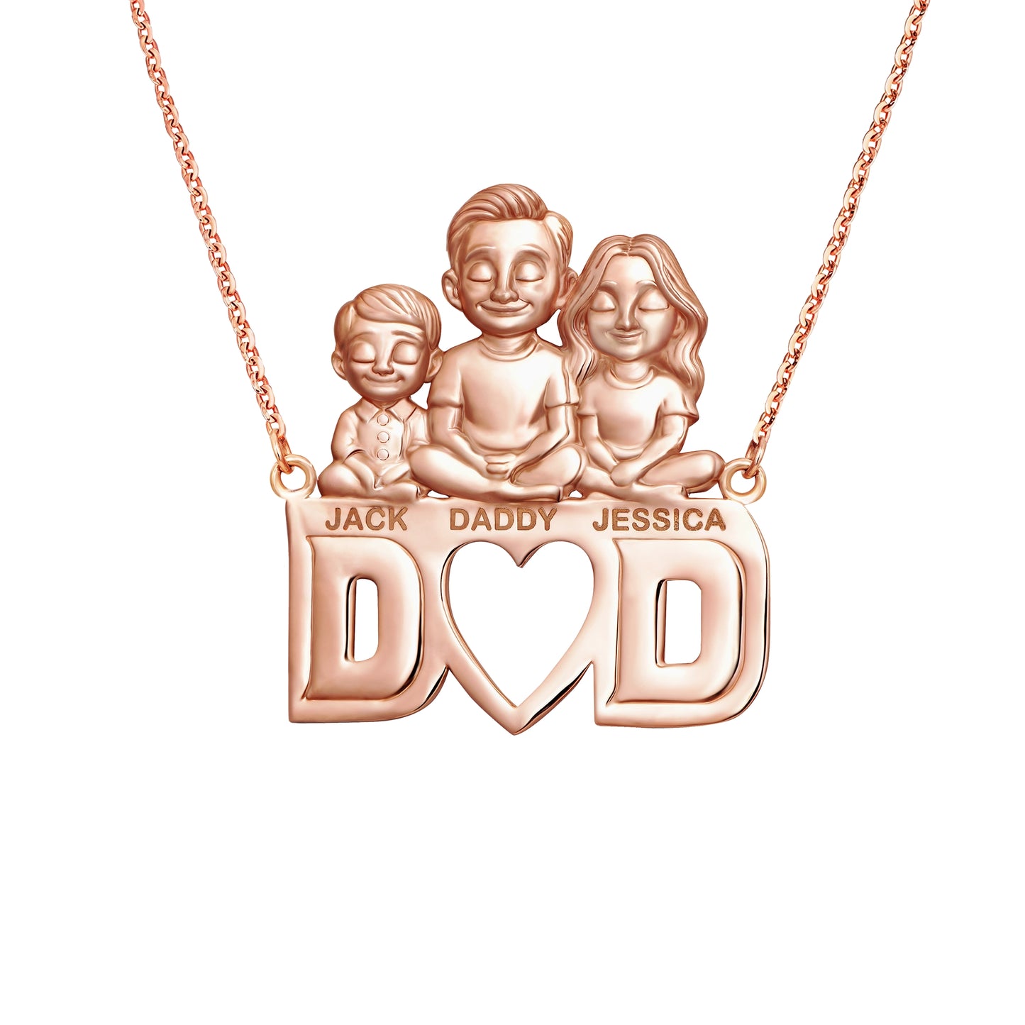 Soulyshine Personalized Dad & His Children - Handmade Necklace in Silver/14K Gold Vermeil