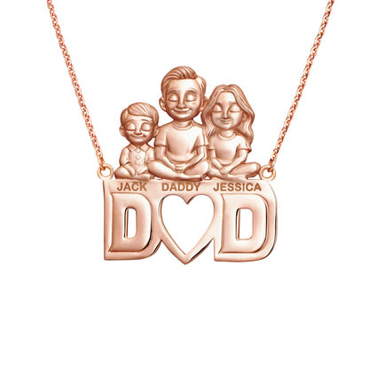 Soulyshine Personalized Dad & His Children - Handmade Necklace in Silver/14K Gold Vermeil