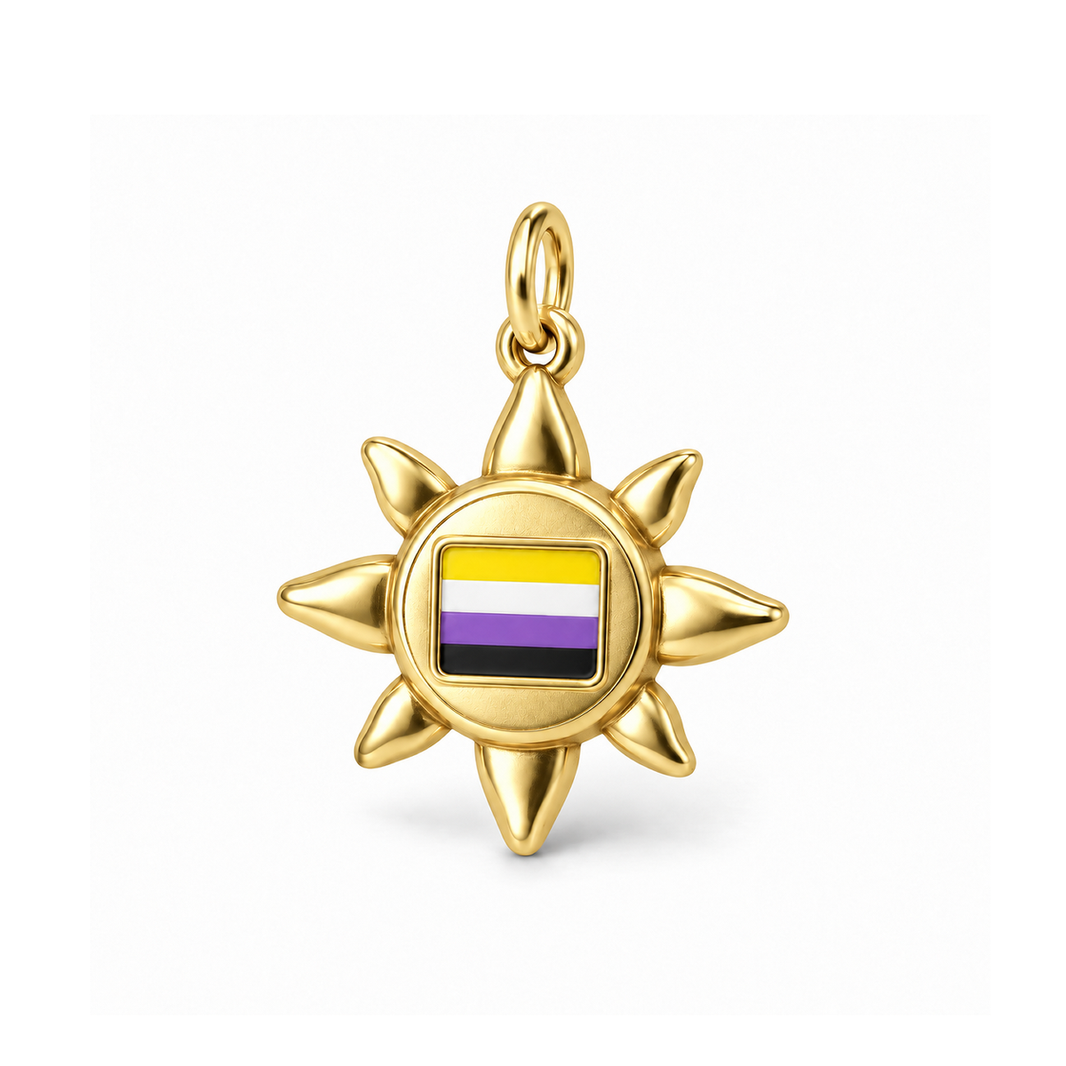 Nonbinary Pride Sunburst Charm — Gold | charm-topics-remaining-444-2026-09-14 | topic-310