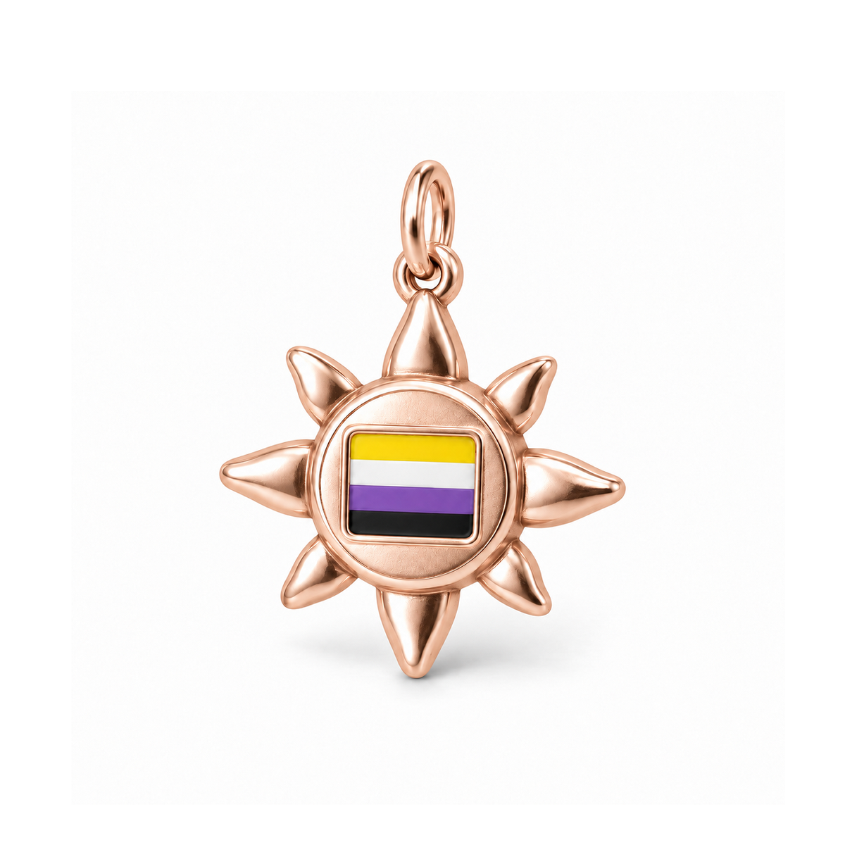 Nonbinary Pride Sunburst Charm — Rose Gold | charm-topics-remaining-444-2026-09-14 | topic-310