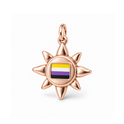 Nonbinary Pride Sunburst Charm — Rose Gold | charm-topics-remaining-444-2026-09-14 | topic-310
