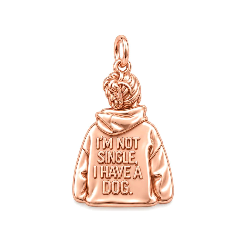 Not Single Dog Mom Charm Bracelet – Personalized Dog Mom Gif – rose gold charm, front view