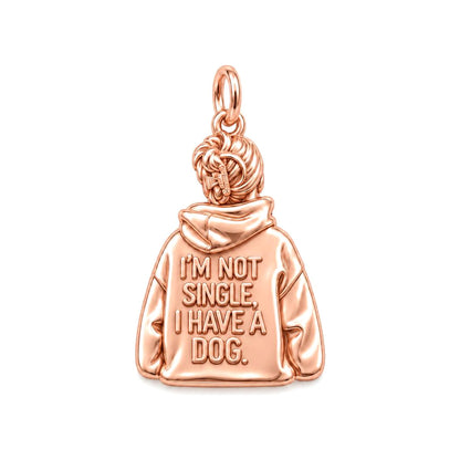 Not Single Dog Mom Charm Bracelet – Personalized Dog Mom Gif – rose gold charm, front view