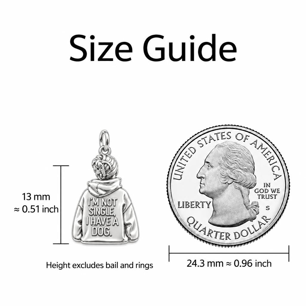 Not Single Dog Mom Charm Bracelet – Personalized Dog Mom Gif – size guide, 13 mm charm next to a quarter