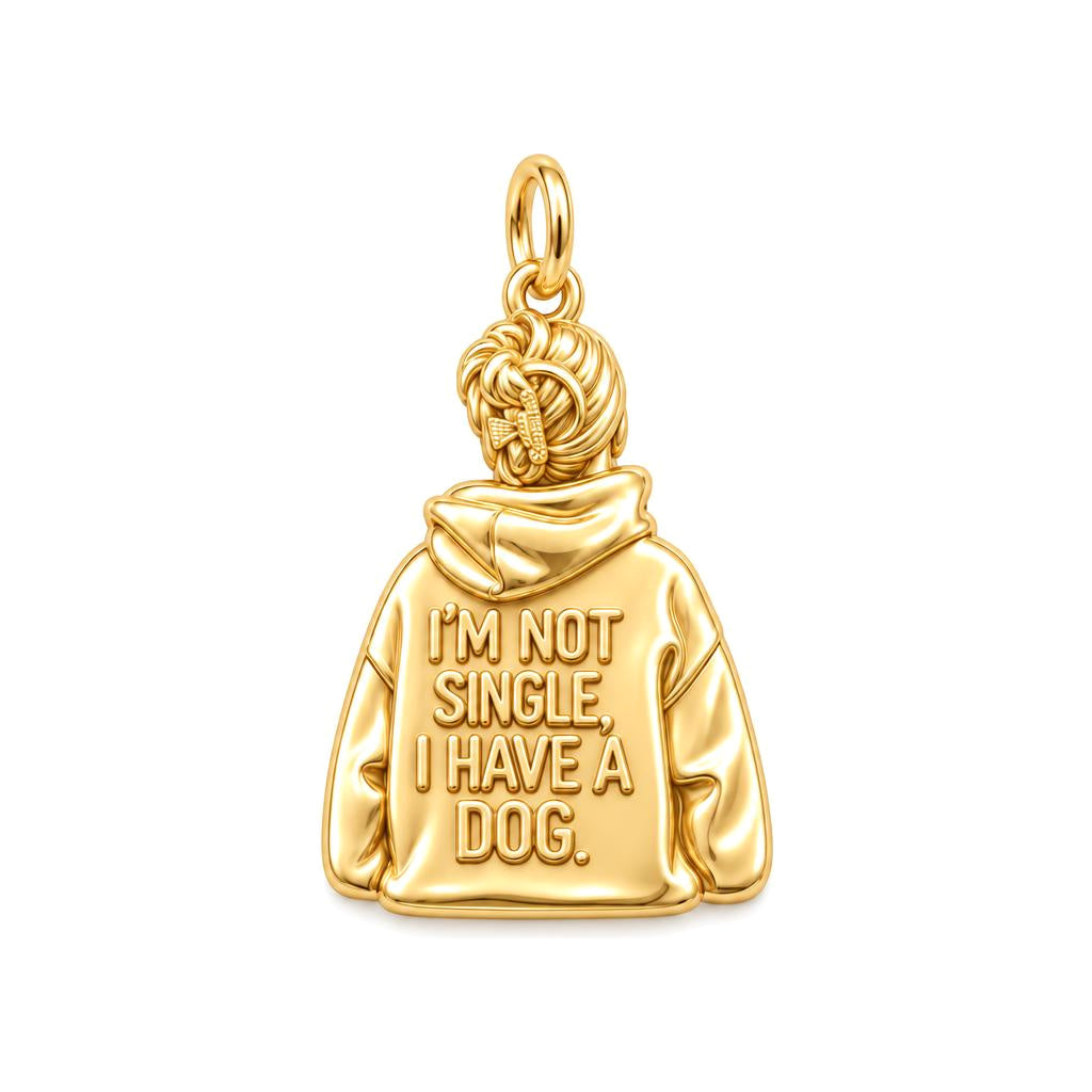 Not Single Dog Mom Charm Bracelet – Personalized Dog Mom Gif – 18K gold charm, front view