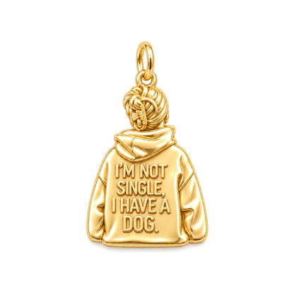 Not Single Dog Mom Charm Bracelet – Personalized Dog Mom Gif – 18K gold charm, front view