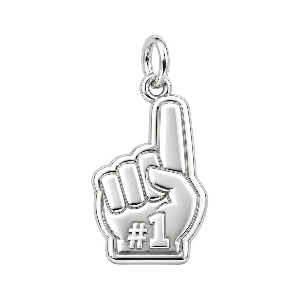 Number One Fan Charm Bracelet – Personalized Sports Gift – silver charm, front view