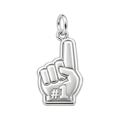 Number One Fan Charm Bracelet – Personalized Sports Gift – silver charm, front view