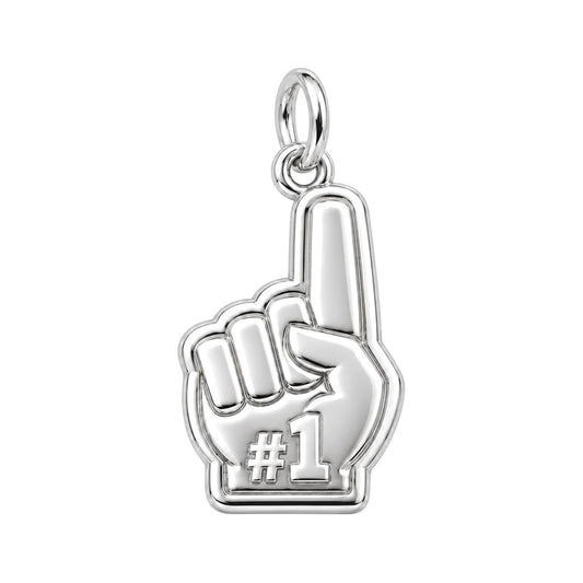 Number One Fan Charm Bracelet – Personalized Sports Gift – silver charm, front view