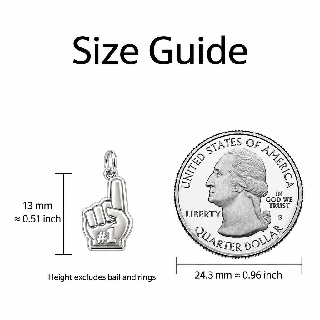 Number One Fan Charm Bracelet – Personalized Sports Gift – size guide, 13 mm charm next to a quarter