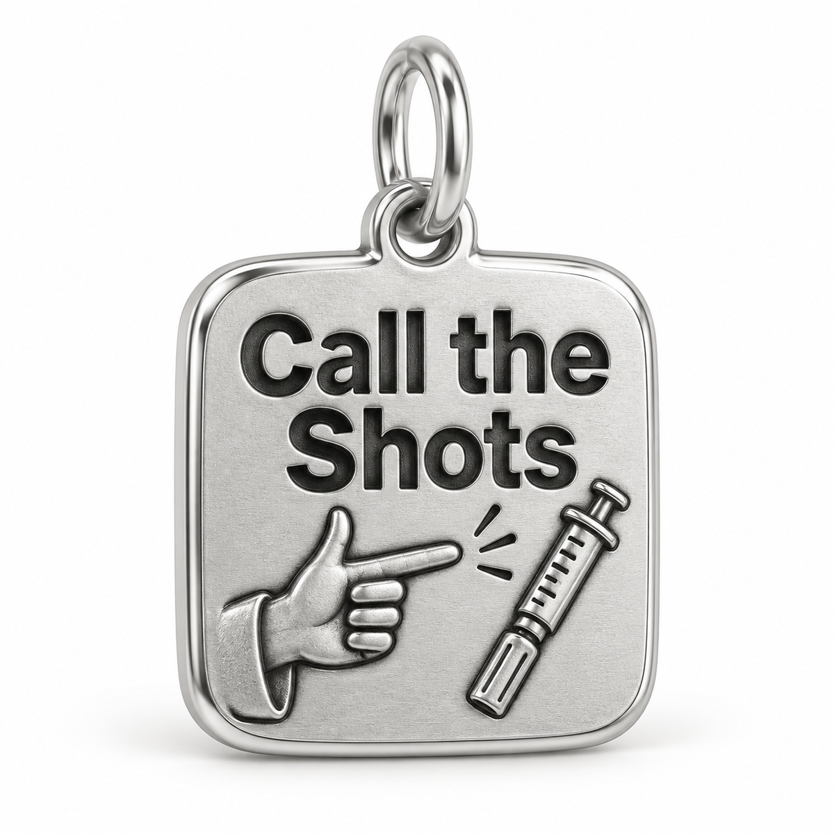 Call the Shots Engraved Charm polished silver concept