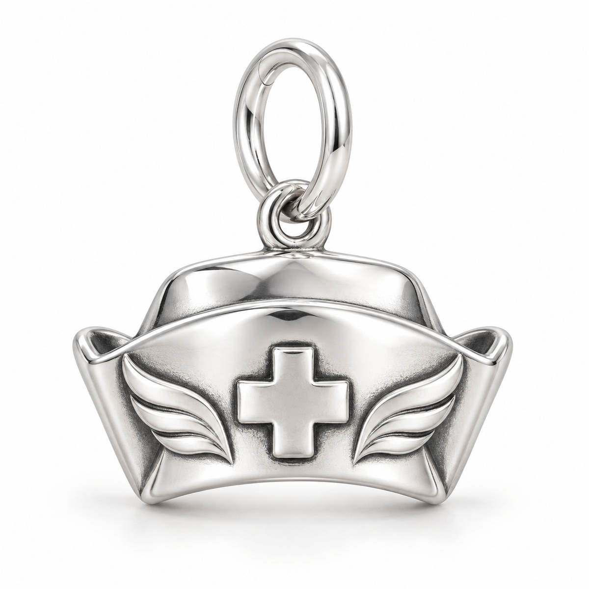 Nurse Cap Dangle Charm polished silver concept
