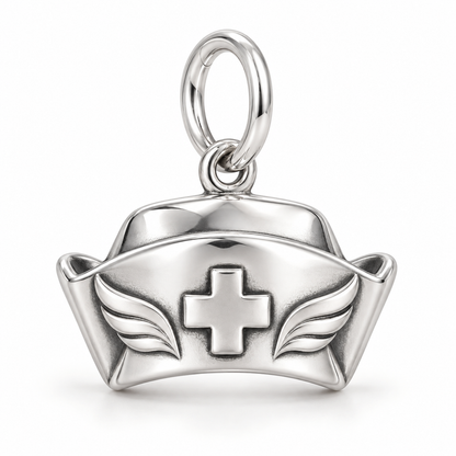 Nurse Cap Dangle Charm polished silver concept