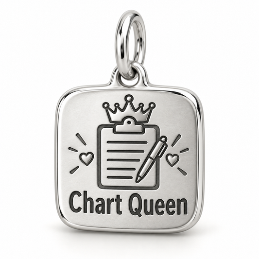 Chart Queen Engraved Charm polished silver concept