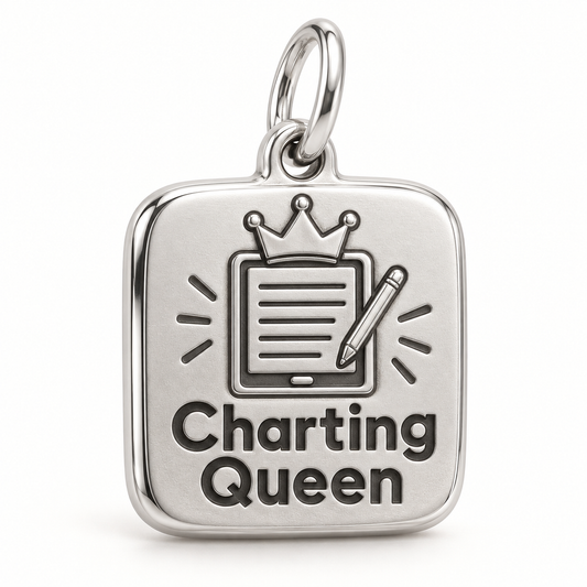 Charting Queen Engraved Charm polished silver concept