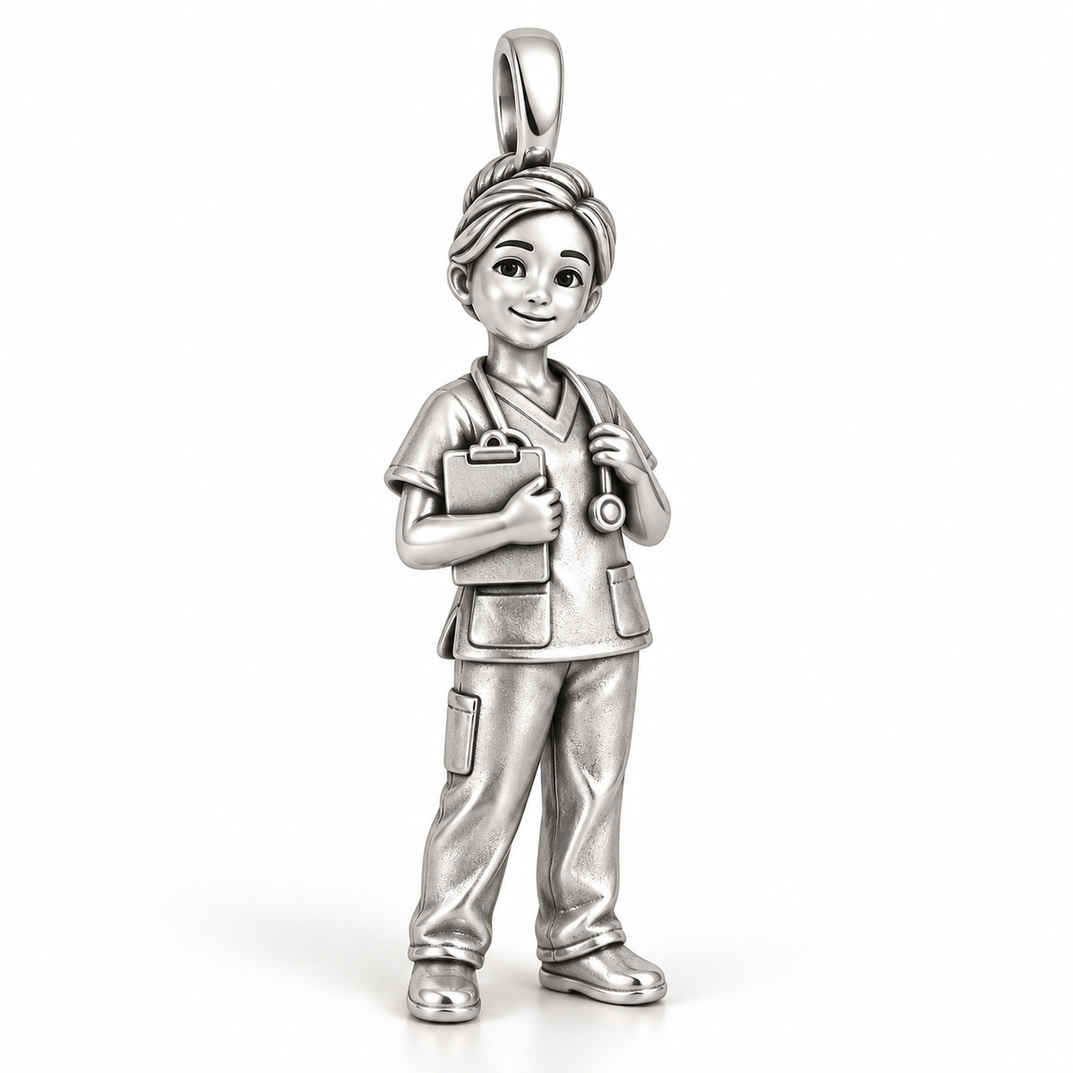 Nurse Clipboard Care Charm polished silver concept