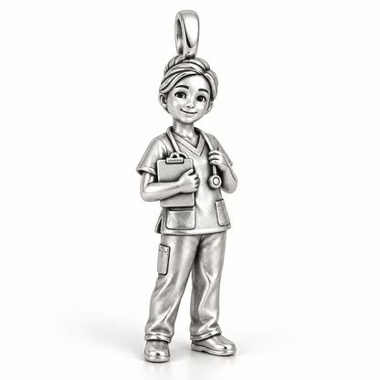 Nurse Clipboard Care Charm polished silver concept