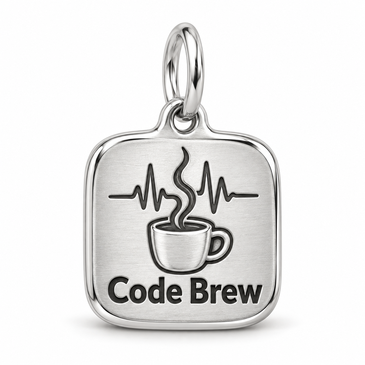 Code Brew Engraved Charm polished silver concept