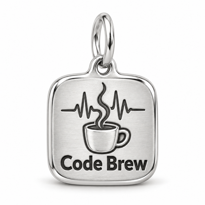 Code Brew Engraved Charm polished silver concept