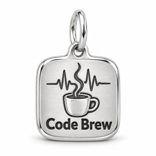 Code Brew Engraved Charm polished silver concept