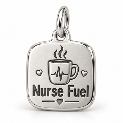Nurse Fuel Engraved Charm polished silver concept