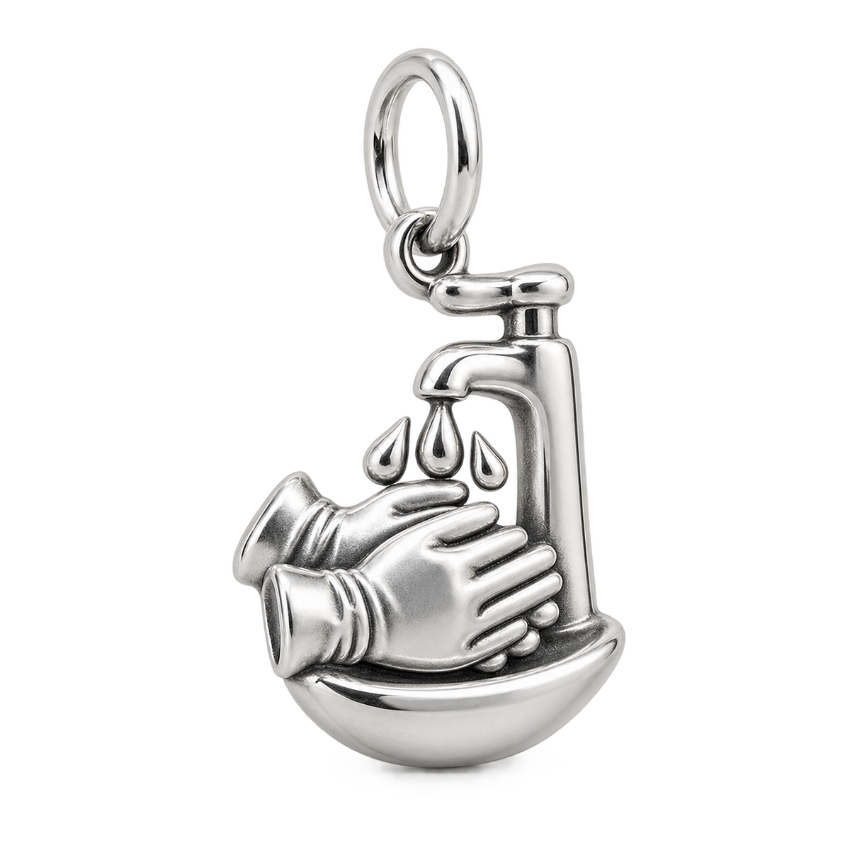 Nurse Hand Washing Dangle Charm polished silver concept
