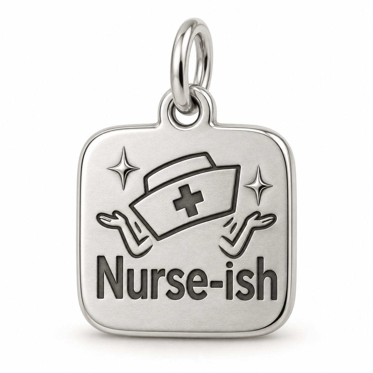 Nurse-ish Engraved Charm polished silver concept