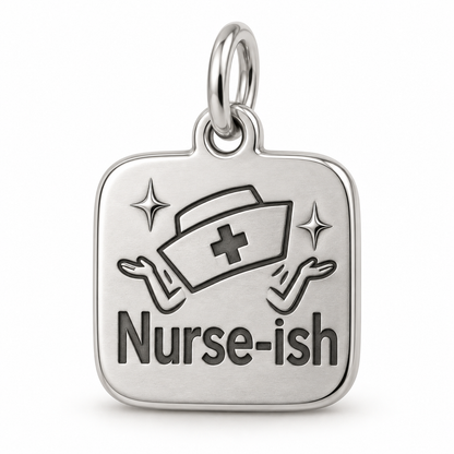 Nurse-ish Engraved Charm polished silver concept