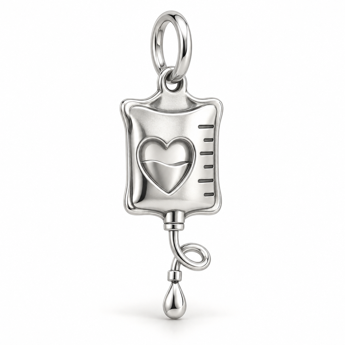 Nurse IV Bag Dangle Charm polished silver concept
