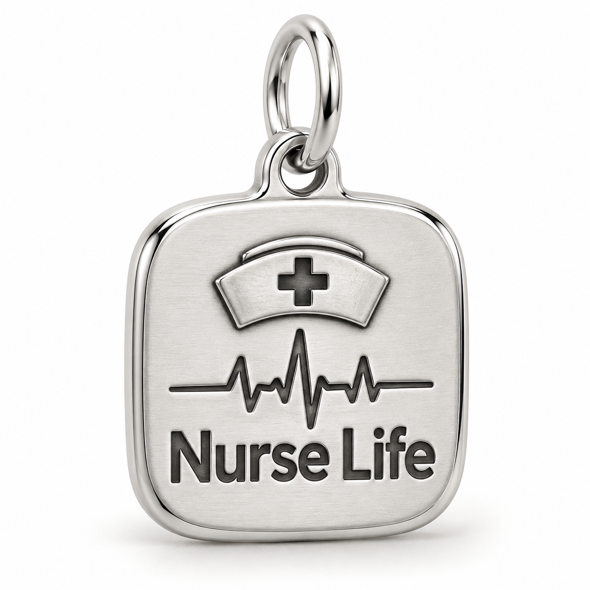 Nurse Life Engraved Charm polished silver concept
