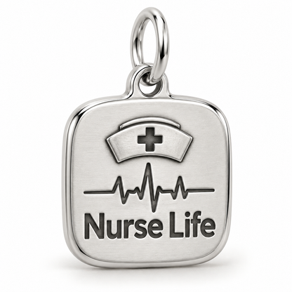 Nurse Life Engraved Charm polished silver concept