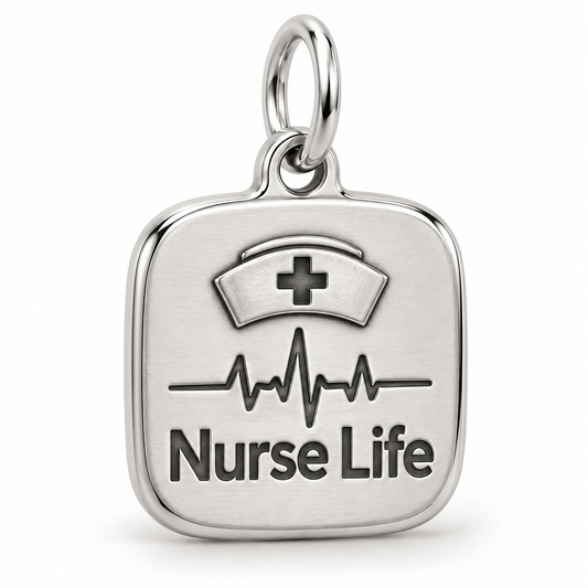 Nurse Life Engraved Charm polished silver concept