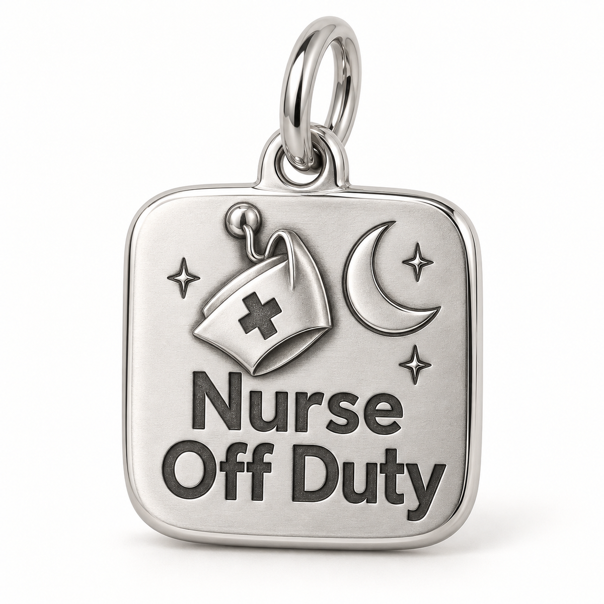Nurse Off Duty Engraved Charm polished silver concept