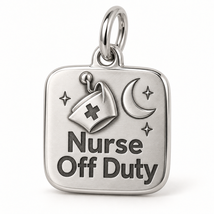 Nurse Off Duty Engraved Charm polished silver concept