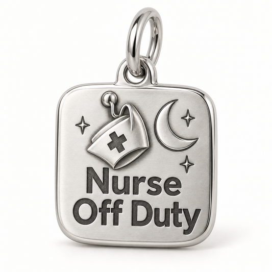 Nurse Off Duty Engraved Charm polished silver concept
