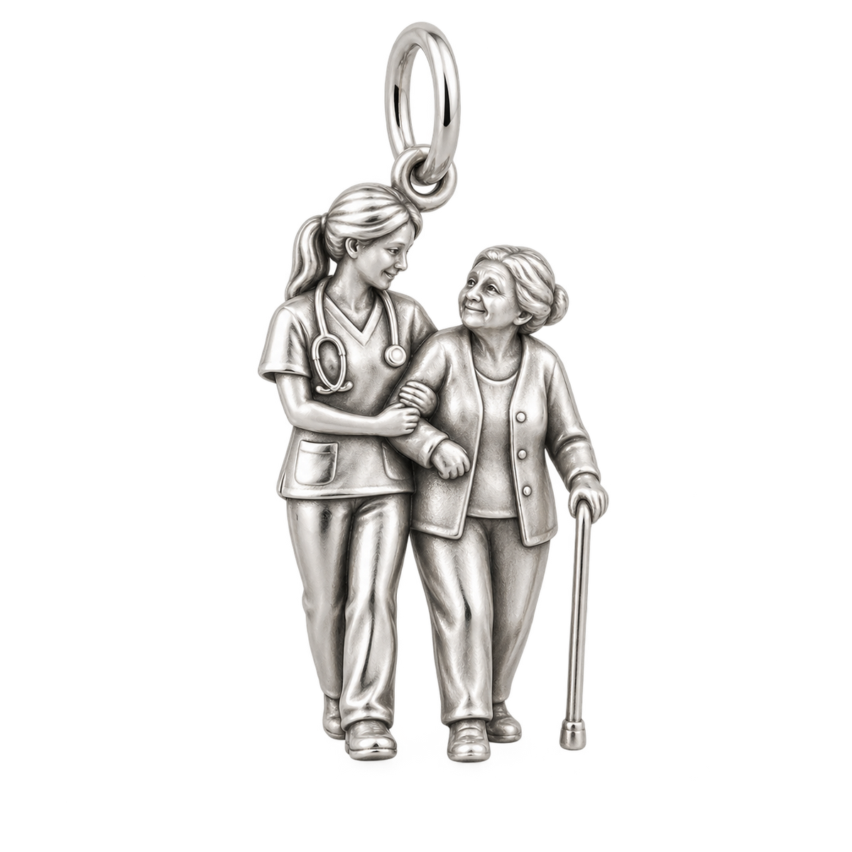 Nurse Patient Support Dangle Charm polished silver concept