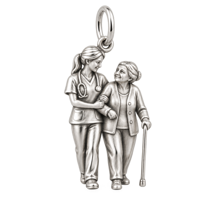 Nurse Patient Support Dangle Charm polished silver concept