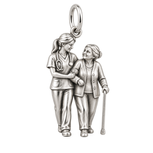 Nurse Patient Support Dangle Charm polished silver concept