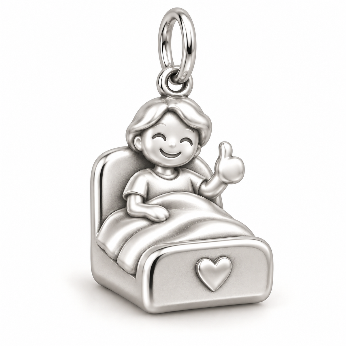 Nurse Patient Thumbs Up Dangle Charm polished silver concept