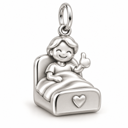 Nurse Patient Thumbs Up Dangle Charm polished silver concept