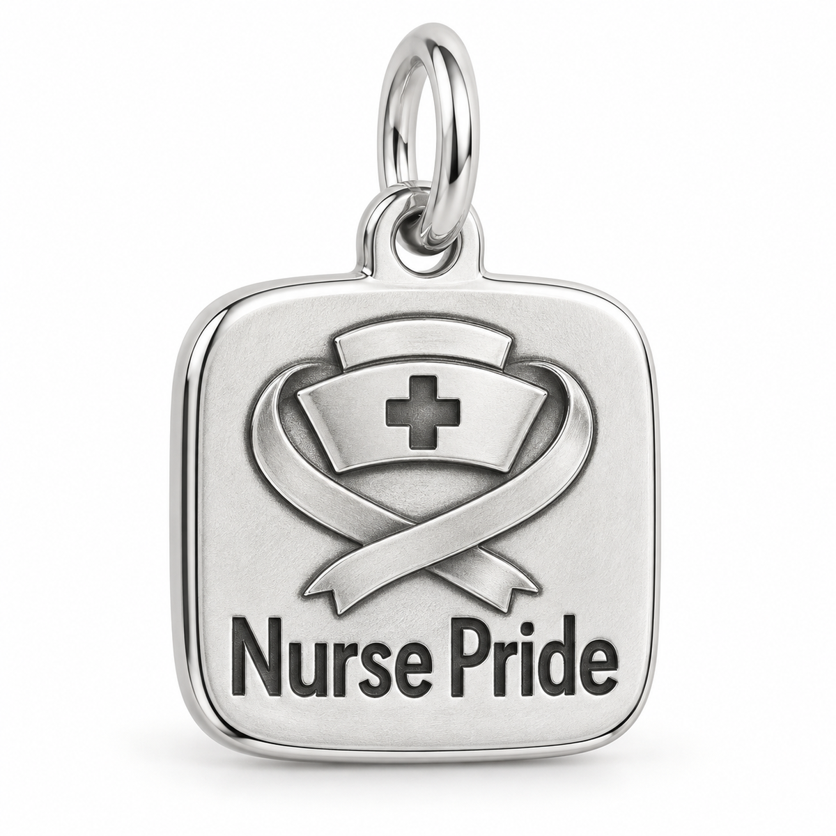 Nurse Pride Engraved Charm polished silver concept