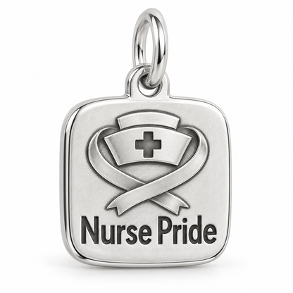Nurse Pride Engraved Charm polished silver concept