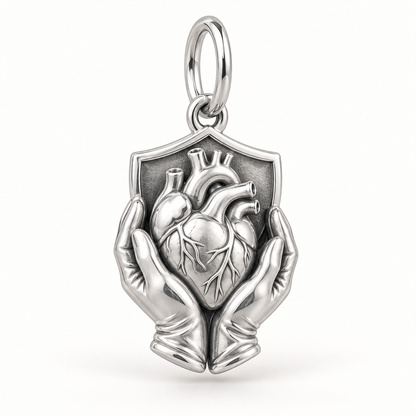 Nurse Protected Heart Dangle Charm polished silver concept
