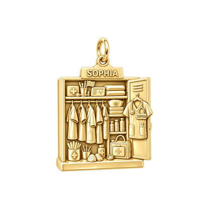 Nurse's Station Locker Charm Bracelet – Personalized Nurse Gift – 18K gold charm, front view